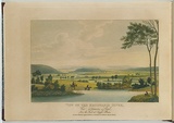Artist: LYCETT, Joseph | Title: View on the Macquarie River, Van Diemen's Land, near the Ford at Argyle Plains. | Date: 1825 | Technique: etching and aquatint, printed in black ink, from one copper plate; hand-coloured