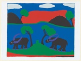 Artist: Jirwulurr Johnson, Amy. | Title: Buffalo | Date: c.2001 | Technique: screenprint, printed in colour, from six stencils