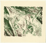 Artist: b'Hillard, Merris.' | Title: b'Shipwreck' | Date: c.1986 | Technique: b'lithograph, printed in green and brown ink, from two stones'
