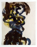 Artist: Partos, Paul. | Title: not titled [Abstract in blue, brown and yellow] | Date: 1963 | Technique: monotype, printed in colour, from one plate