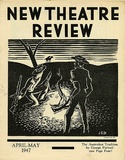 Title: New theatre review: April-May 1947 | Date: March 1947 | Technique: linocut, printed in black ink, from one block; letterpress text