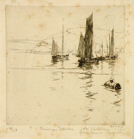 Artist: b'Herbert, Harold.' | Title: b'Brixham trawlers' | Date: c.1923 | Technique: b'etching, printed in warm black ink, from one plate'