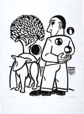 Artist: Heng, Euan. | Title: Juggling | Date: 1999, August | Technique: linocut, printed in black ink, from one block