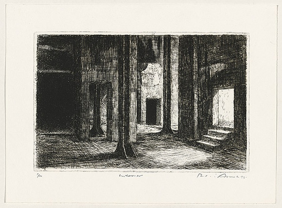 Artist: b'AMOR, Rick' | Title: b'Interior.' | Date: 1995 | Technique: b'etching, printed in black ink, from one plate'