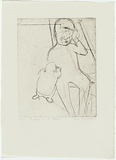 Artist: MADDOCK, Bea | Title: Journey IV: Figure in a room | Date: 1966 | Technique: etching and drypoint, printed in black ink with plate-tone, from one copper plate