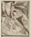 Artist: Birmingham, Richard. | Title: not titled [figure and lines] | Date: c.1988 | Technique: etching, printed in black ink, from one plate