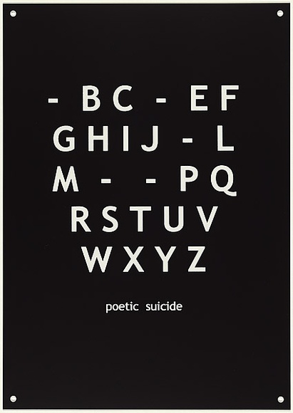 Title: b'Poetic suicide' | Date: 2008-9 | Technique: b'engraving'