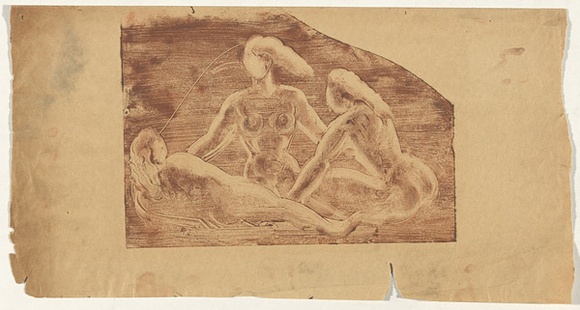 Artist: b'Burke, Frances.' | Title: b'Nudes.' | Date: c.1945 | Technique: b'monotype, printed in brown ink, from one plate'