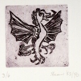 Artist: b'SHEARER, Mitzi' | Title: b'not titled' | Date: 1982-90 | Technique: b'etching, printed in claret ink, from one  plate'