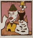 Artist: Randell, Fleur. | Title: Faces | Date: c.1994 | Technique: woodblock, printed in colour, from multiple blocks