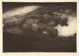 Artist: Fraser, Pauline. | Title: Fruit and vegetables | Date: 1990 | Technique: drypoint, printed in black ink, with plate-tone, from one plate