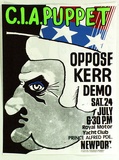 Artist: Charlton, Colin. | Title: C.I.A. puppet. Oppose Kerr demo. | Date: 1976 | Technique: screenprint, printed in colour, from four stencils