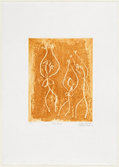 Artist: b'Namok, Rosella.' | Title: b'Awu women' | Date: 1999 | Technique: b'collagraph, printed in light brown ink, from one block'