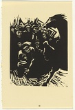 Artist: b'Counihan, Noel.' | Title: b'Who is against peace?.' | Date: 1950 | Technique: b'linocut, printed in black ink, from one block'