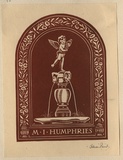 Artist: FEINT, Adrian | Title: Bookplate: M.I. Humphries. | Date: (1935) | Technique: wood-engraving, printed in brown ink, from one block | Copyright: Courtesy the Estate of Adrian Feint