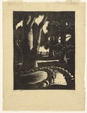 Artist: b'Cox, Roy.' | Title: b'Trees.' | Date: 1933 | Technique: b'linocut, printed in black ink, from one block'