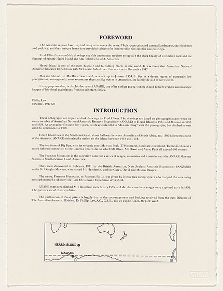 Artist: b'Elliott, Fred W.' | Title: b'Foreword' | Date: 1997, February | Technique: b'photo-lithograph, printed in black ink, from one stone' | Copyright: b'By courtesy of the artist'