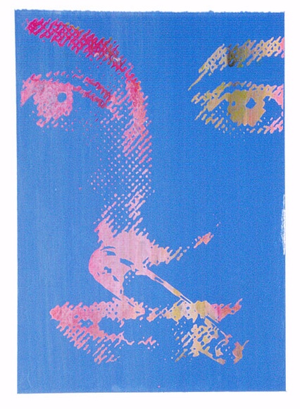 Artist: b'Johnson, Tim.' | Title: b'Face with safety pin' | Date: 1979 | Technique: b'screenprint, printed in colour, from multiple stencils' | Copyright: b'\xc2\xa9 Tim Johnson'