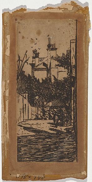 Artist: b'SHIRLOW, John' | Title: b'Laneway, Melbourne.' | Date: 1895 | Technique: b'etching, printed in black ink, from one copper plate'