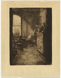 Artist: b'TRAILL, Jessie' | Title: b'not titled [interior]' | Date: 1910 | Technique: b'etching and aquatint, printed in black ink, with wiped highlights, from one plate'