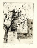 Artist: b'EWINS, Rod' | Title: b'Queens Stairs, Tower of London.' | Date: 1963 | Technique: b'etching, printed in black ink, from one plate'