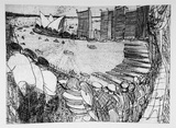Artist: b'Rooney, Elizabeth.' | Title: b'(Sydney Opera House)' | Date: 1983 | Technique: b'etching, printed in black ink with plate-tone, from one  plate'