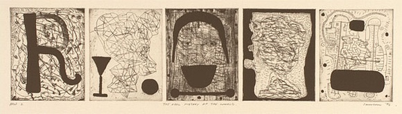 Artist: b'SANSOM, Gareth' | Title: b'The oral history of the world' | Date: 1994, January - March | Technique: b'etching, aquatint and roullette, printe in black ink, from five plates'