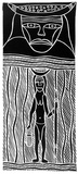 Artist: Maymuru-White, Naminapu. | Title: Nyapilingu Wapitja [upper section] | Date: 1989 | Technique: linocut, printed in black ink, from one block