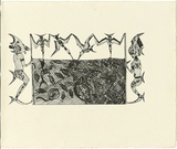 Title: Not titled [two figures with fishing net] | Technique: etching, printed in black ink, from shaped plate