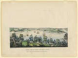 Title: North View of Sydney, New South Wales | Date: July 1824 | Technique: lithograph, printed in black ink, from one stone; hand-coloured