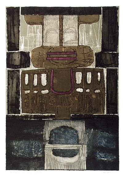 Artist: b'Kok Wee, Tay.' | Title: b'Door of the West Chamber' | Date: 1967 | Technique: b'etching, printed in colour, from multiple plates'