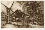 Artist: STOCKFELD, R.H. | Title: The old wool press | Date: c.1935 | Technique: etching, printed in sepia ink, from one plate
