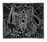 Artist: b'Campbell (Jnr.), Robert' | Title: b'Australian Aboriginal emblem' | Date: 1986 | Technique: b'linocut, printed in black ink, from one block' | Copyright: b'Courtesy of Rolsyn Oxley9 Gallery'