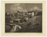 Artist: b'LINDSAY, Lionel' | Title: b'The Rocks, Sydney' | Date: 1911 | Technique: b'mezzotint and etching, printed in black ink, with plate-tone' | Copyright: b'Courtesy of the National Library of Australia'