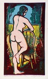 Artist: Taylor, John H. | Title: Standing Nude No 2 | Date: 1976 | Technique: linocut, printed in colour, from four blocks