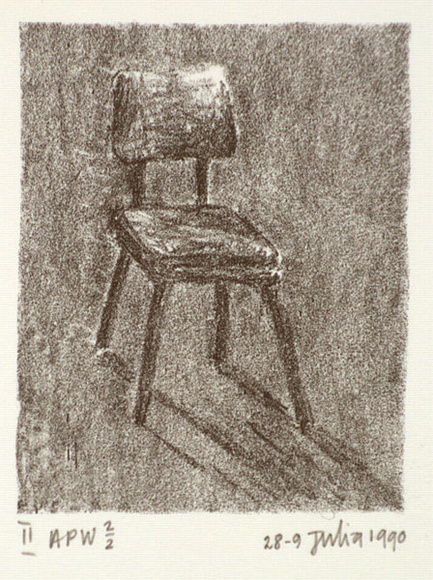 Artist: b'Harman, Julia.' | Title: b'not titled [wooden chair II]' | Date: 1990 | Technique: b'lithograph, printed in black ink, from one stone' | Copyright: b'\xc2\xa9 Julia Harman'