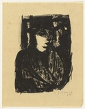 Artist: b'SELLBACH, Udo' | Title: b'(Woman with veil)' | Date: 1950 | Technique: b'lithograph, printed in black ink, from one stone'