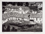 Artist: Owen, Gladys. | Title: The corral, Segovia, Spain | Date: 1929 | Technique: wood-engraving, printed in black ink, from one block | Copyright: © Estate of David Moore