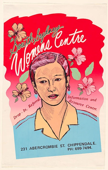 Artist: b'EARTHWORKS POSTER COLLECTIVE' | Title: bSouth Sydney Women's Centre | Date: 1979 | Technique: b'screenprint, printed in colour, from multiple stencils' | Copyright: b'\xc2\xa9 Marie McMahon. Licensed by VISCOPY, Australia'