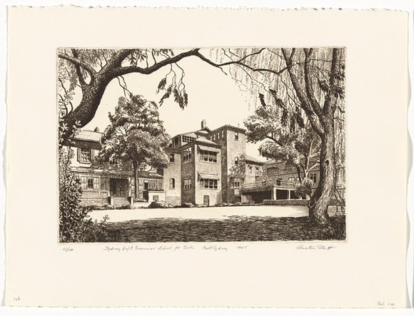 Artist: b'PLATT, Austin' | Title: b'Sydney C of E Grammar School for Girls, East Sydney' | Date: 1945 | Technique: b'etching, printed in black ink, from one plate'