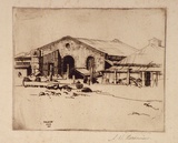 Artist: b'Baldwinson, Arthur.' | Title: b'Old brewery, Melrose, S.A.' | Date: 1930 | Technique: b'etching, printed in dark brown ink with plate-tone, from one copper plate'