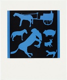 Artist: b'Rooney, Robert.' | Title: b'School arts silhouettes: pets' | Date: 2001, July - August | Technique: b'photolithograph, printed in black and blue ink, from two stones' | Copyright: b'Courtesy of Tolarno Galleries'