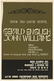 Title: Tenor and guitar recital: Gerald England and John Williams...Queen Elizabeth Hall. | Date: c.1967 | Technique: screenprint, printed in colour, from two stencils