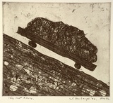 Artist: b'Senbergs, Jan.' | Title: b'Its not easy' | Date: 1992 | Technique: b'etching, printed in black ink, from one plate' | Copyright: b'\xc2\xa9 Jan Senbergs'
