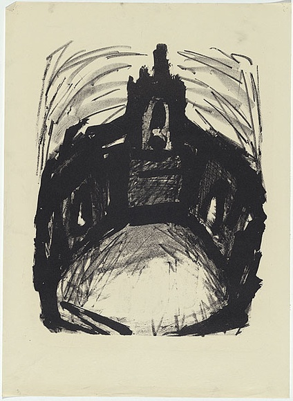 Artist: b'MADDOCK, Bea' | Title: b'Ruined church' | Date: 1961 | Technique: b'lithograph, printed in black ink, from one stone'