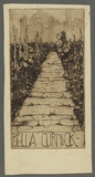 Artist: Coleman, Constance. | Title: Bookplate: Bella Curnick. | Date: 1940s | Technique: etching, printed in brown ink with plate-tone, from one plate