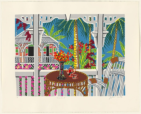 Artist: b'Irvine, Greg.' | Title: b'Queensland.' | Date: 1990 | Technique: b'screenprint, printed in colour, from 21 stencils'