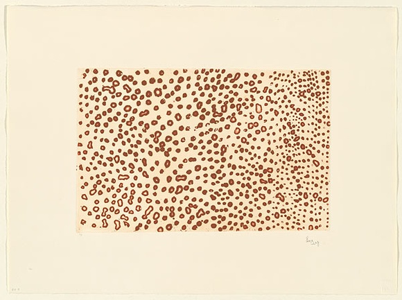 Artist: b'Bootja Bootja, Susie.' | Title: b'Patterning dot motif' | Date: 1998, November | Technique: b'etching, and sugarlift, printed in brown ink, from one plate' | Copyright: b'\xc2\xa9 Suzie Bootja Bootja, Licensed by VISCOPY, Sydney'