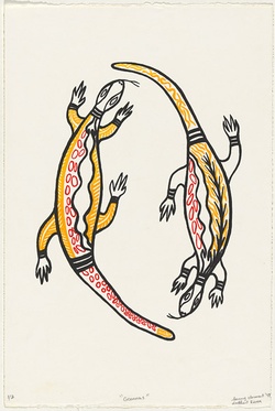 Artist: Clarmont, Sammy. | Title: Goannas | Date: 1997 | Technique: screenprint, printed in colour, from multiple stencils