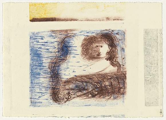 Artist: b'BOYD, Arthur' | Title: b'(Brown figure with blue backgound).' | Date: 1960-70 | Technique: b'lithograph, printed in colour, from multiple stones [or plates]' | Copyright: b'Reproduced with permission of Bundanon Trust'